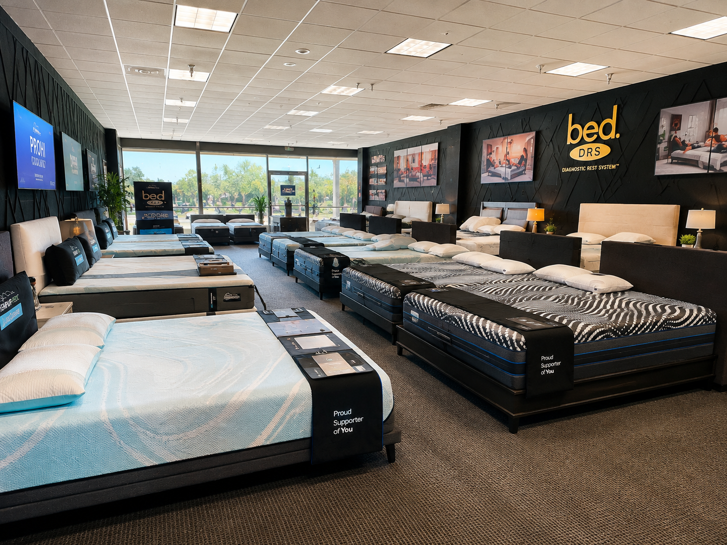 Bed DRS showroom interior with Casper mattresses on display